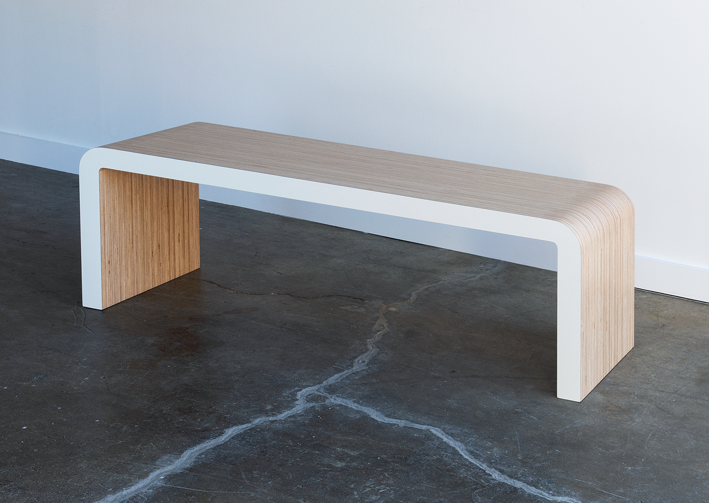 modern bench with white laminate